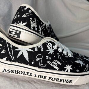 Assholes Live Forever Black Graphic Canvas sneakers